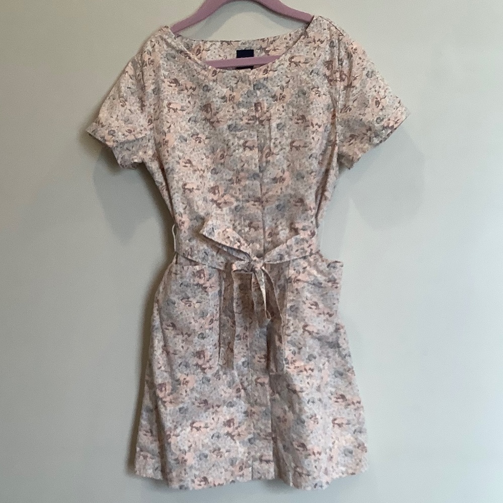GAP short sleeve floral belted shirt dress